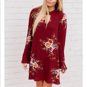 Burgundy floral dress